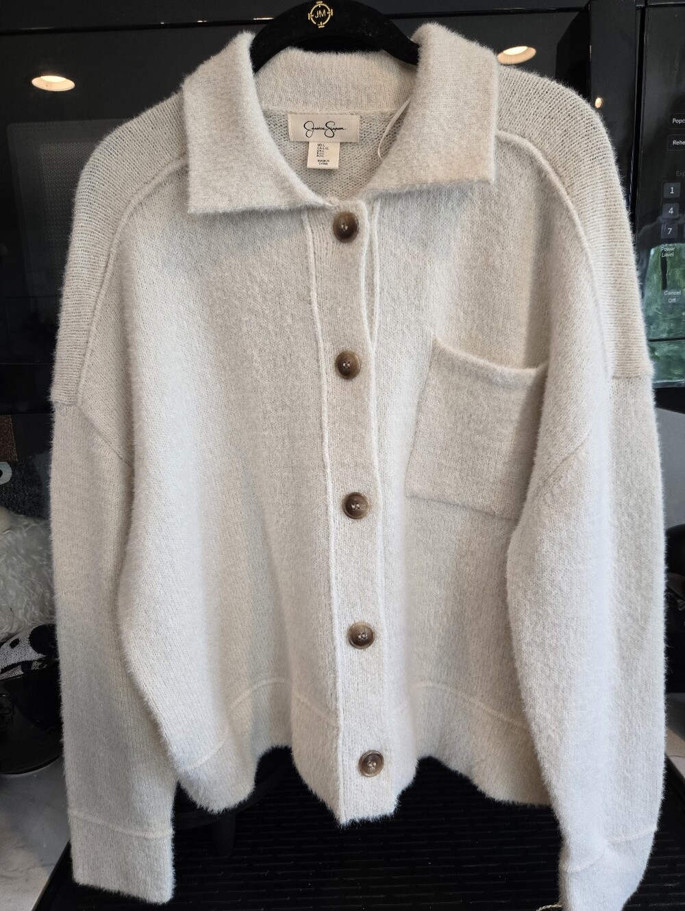NWT!. Cream Super Soft Button-Front Sweater.Size L
